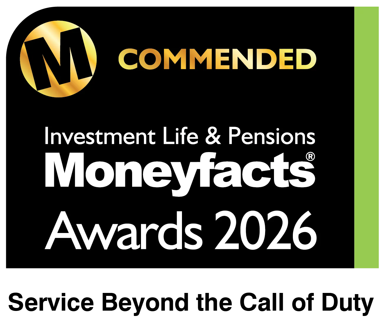 Moneyfacts award - WBR Group - Service Beyond Call of Duty